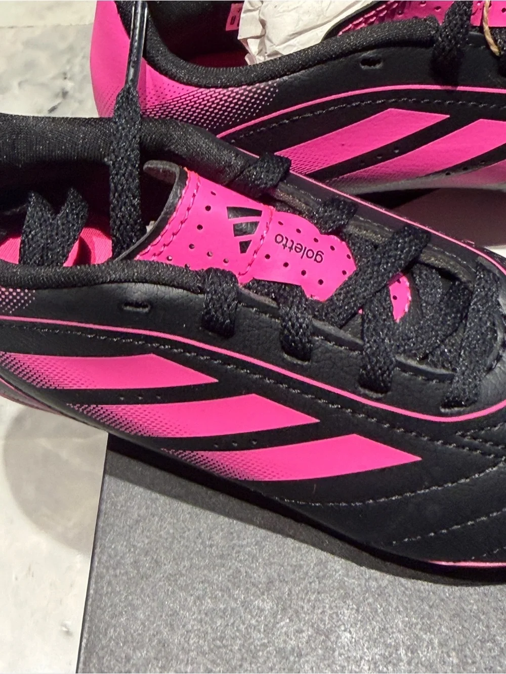 adidas Kids Black & Hot Pink Soccer Sneakers